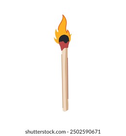 stick burning match cartoon. fire burnt, burnout employee, burn row stick burning match sign. isolated symbol vector illustration