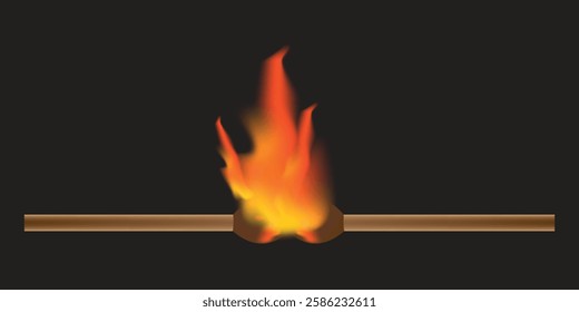 stick burning match cartoon. fire burnt, burnout employee, burn row stick burning match sign. isolated symbol vector illustration