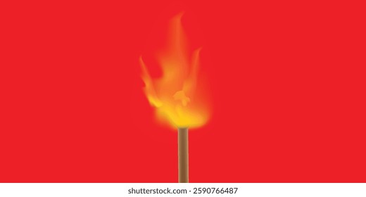 Stick burning match cartoon. fire burnt, burnout employee, . isolated symbol vector illustration