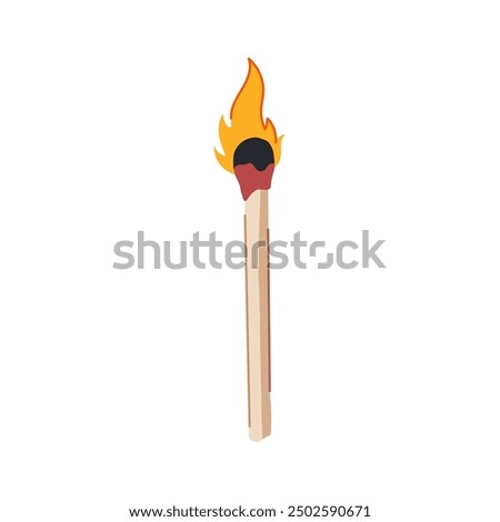 stick burning match cartoon. fire burnt, burnout employee, burn row stick burning match sign. isolated symbol vector illustration