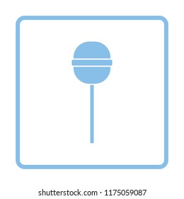 Stick candy icon. Blue frame design. Vector illustration.