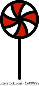 Stick Candy Icon. Editable Bold Outline With Color Fill Design. Vector Illustration.