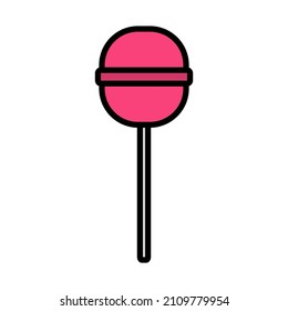Stick Candy Icon. Editable Bold Outline With Color Fill Design. Vector Illustration.