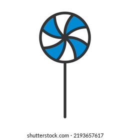 Bonbonsymbol anklicken. Bearbeitbare, fette Rahmenlinie mit Farbfülldesign. Vektorgrafik.