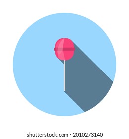 Icono de golosinas. Diseño De Esténcil De Círculo Plano Con Sombra Larga. Ilustración vectorial.
