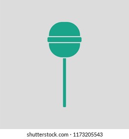 Stick candy icon. Gray background with green. Vector illustration.