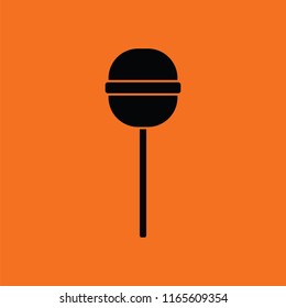 Stick candy icon. Orange background with black. Vector illustration.