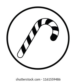 Stick candy icon. Thin circle design. Vector illustration.