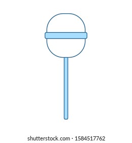 Stick Candy Icon. Thin Line With Blue Fill Design. Vector Illustration.