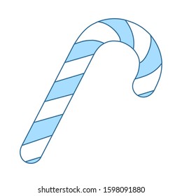 Stick Candy Icon. Thin Line With Blue Fill Design. Vector Illustration.