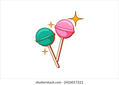 Stick Candy Retro Flat Sticker Design