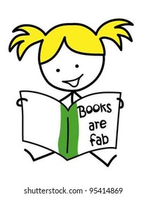 stick child reading a book