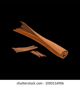 Stick of cinnamon, fragrant spice vector Illustration on a white background