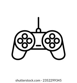 Plantilla de diseño vectorial de línea de emulador de juego de consol de palo e ilustración con trazo editable
