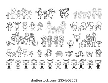 Stick Family Vector For Print, Stick Family Clipart, Stick Family vector Illustration