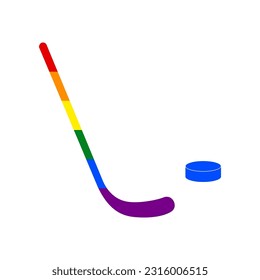 Stick and field sign. Rainbow gay LGBT rights colored Icon at white Background. Illustration.