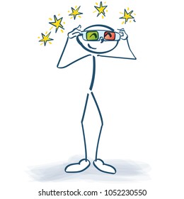 Stick figure with 3D glasses and fun