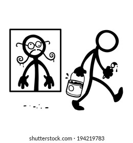 Stick Figure Art Critic Graphitti 