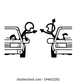 Stick Figure Attitude Argument Road Rage