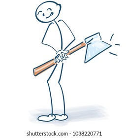 Stick figure with an ax behind his back 