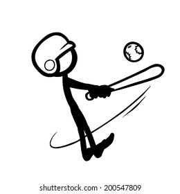 Stick Figure Baseball Softball Swing Miss