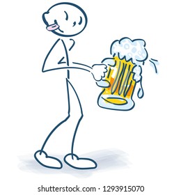 Stick figure with a big beer glass at a party