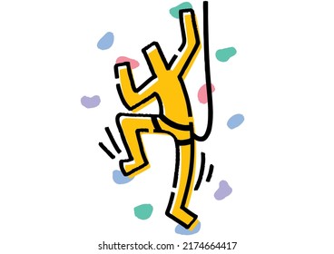 Stick Figure Bouldering. Hand Drawn Vector Illustration.