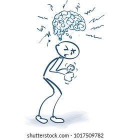 Stick figure with brain and strong anger
