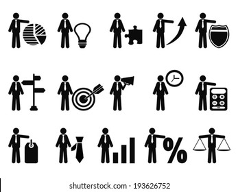 stick figure with business icons