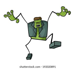 A stick figure cartoon of Frankenstein wants to scare us.