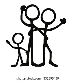 Stick Figure Celebration Family Team