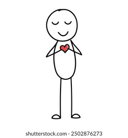 stick figure character making heart with hands