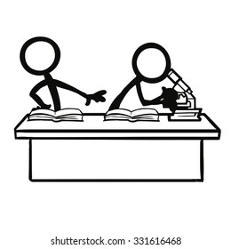 Stick figure cheating stealing notes