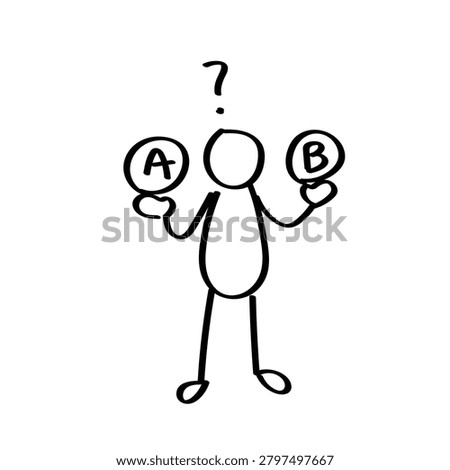Stick Figure Choosing Between Option A and Option B