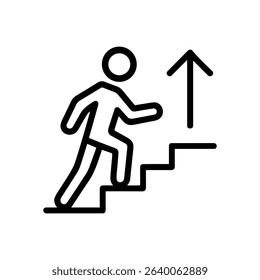 Stick Figure Climbing Towards Success. Icon symbol illustration