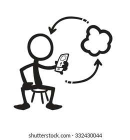 Stick Figure Cloud Computing Mobile