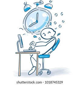 Stick figure at a computer and time pressure