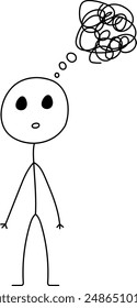 Stick Figure Contemplating Tangled Thoughts