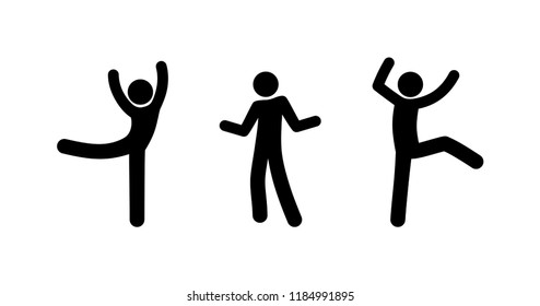 stick figure dancing people, pictogram dancer, isolated icon man