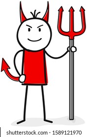 stick figure in devil costume 