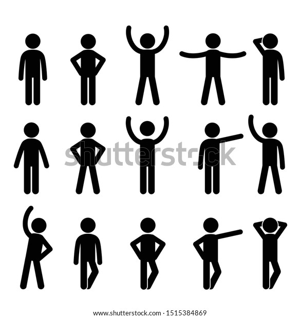 Stick Figure Different Poses Vector Illustration Stock Vector (Royalty ...