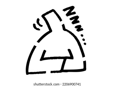 Stick figure dozing off. Hand-drawn vector data.