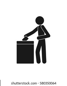 stick figure elections voting icon sheet man down in the ballot box