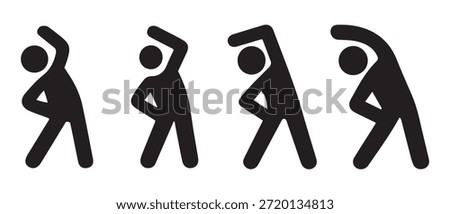 Stick Figure Exercising icons. Stretching Sequence Icon Set.