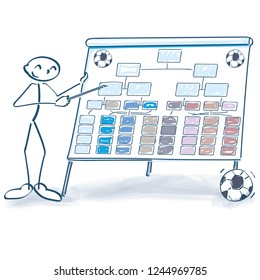 Stick figure explains a soccer table