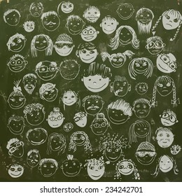 stick figure faces on school boards. Vector