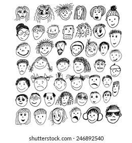 stick figure faces. Vector