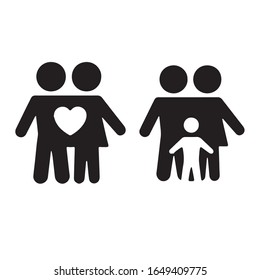 Stick figure family icon vector black color