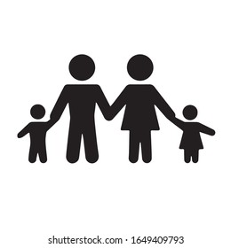 Stick figure family icon vector black color