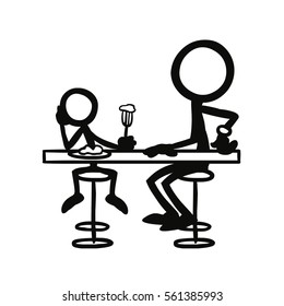 Stick Figure Family Life Dinner Time